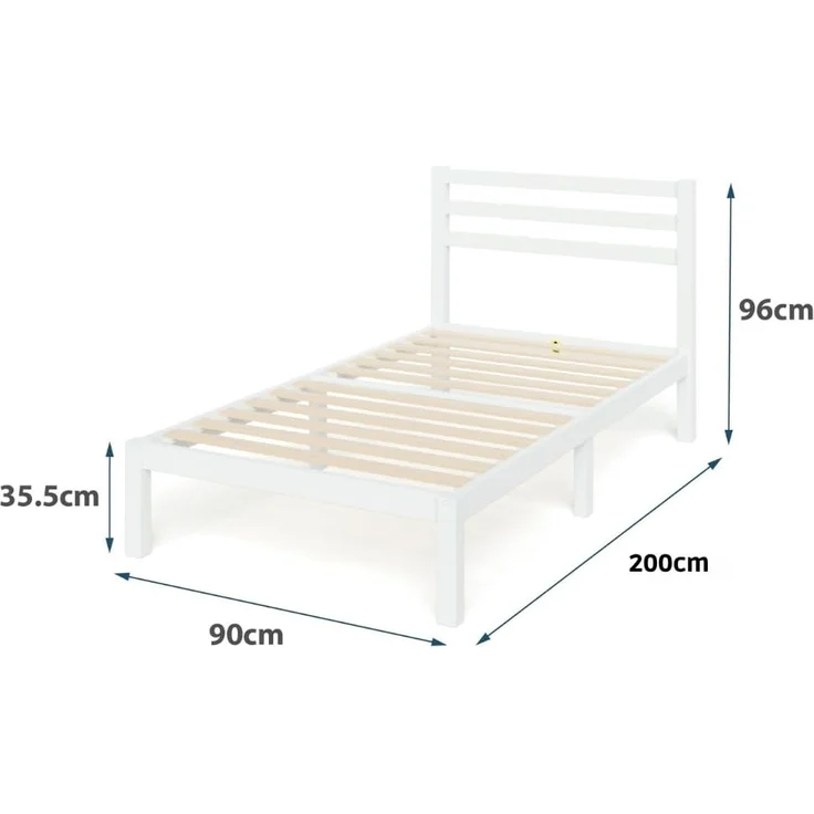 ZINUS Massivholzbett Leni (Packung, 1-tlg, aus nachhaltigem Bambusholz, Weiß, 90x200 cm), mit Kopfteil, inklusive Lattenrost aus Holz – Bild 2