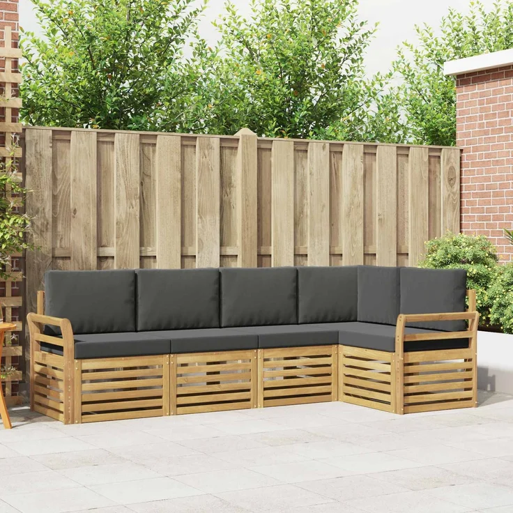 vidaXL Outdoor-Sofagarnitur 5 stk. 5-Sitzer Weiß und Anthrazit 3391837 – Bild 1