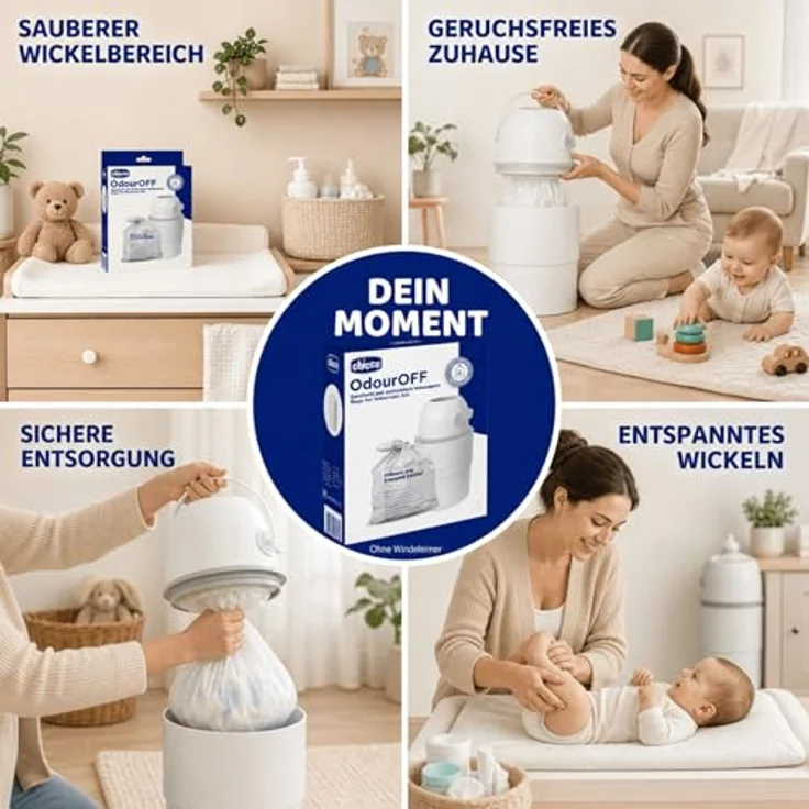 Chicco Windeleimer Nachfüllpack & Windel Blaubaer | geruchsdichte & auslaufsichere Beutel | Für saubere und geruchsfreie Wickelbereiche | Nachfüllkassette, Nachfüllfolie für Windeleimer – Bild 6