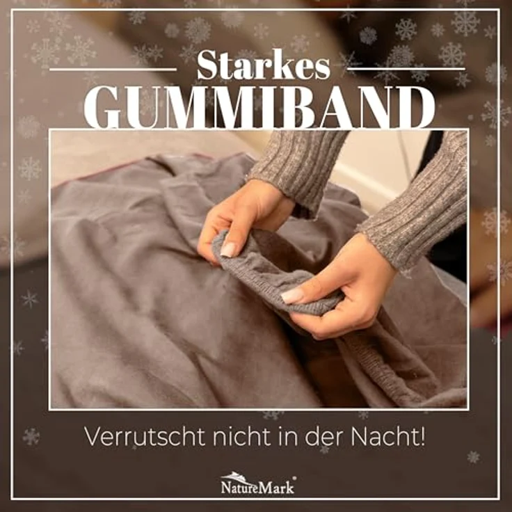 NatureMark Spannbettlaken Winter Thermo Fleece Spannbettlaken, 80% Baumwolle und 20% Polyester, Gummizug: rundum, (1 Stück), 140 x 200 cm bis 160 x 200 cm - Sand – Bild 6