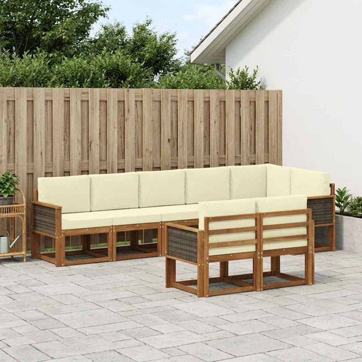 vidaXL Outdoor-Sofagarnitur 8 stk. 8-Sitzer Natur und Creme 3385306 – Bild 1