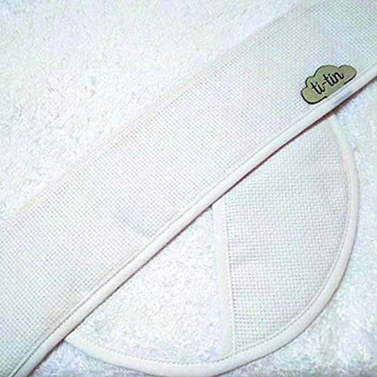 Ti TIN |2er Pack- Baby-Badehandtuch mit Kapuze + Lätzchen zum Besticken, 100x100 cm | 100% Baumwolle, sehr weicher Frottee-Stoff, DIY, Farbe weiß – Bild 4