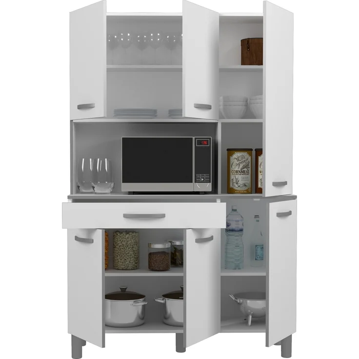 Küchenbuffet >Essential 22< in Weiss / Alu - 120x185x40cm (BxHxT) – Bild 2