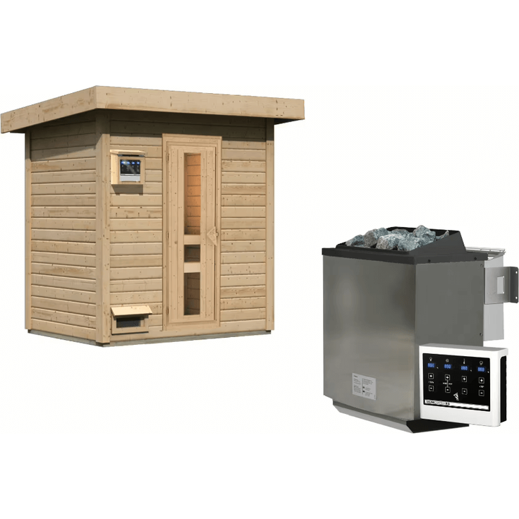 Karibu Sauna Hytti 1 naturbelassen mit 9 kW Bio-Ofen mit externer Steuerung – Bild 2