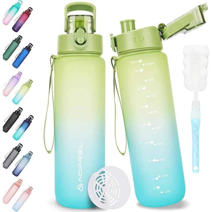 AOPREL Trinkflasche 1l BPA-frei Tritan Sport Wasserflasche Kohlensäure geeignet