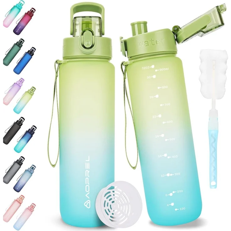 AOPREL Trinkflasche 1l BPA-frei Tritan Sport Wasserflasche Kohlensäure geeignet – Bild 1