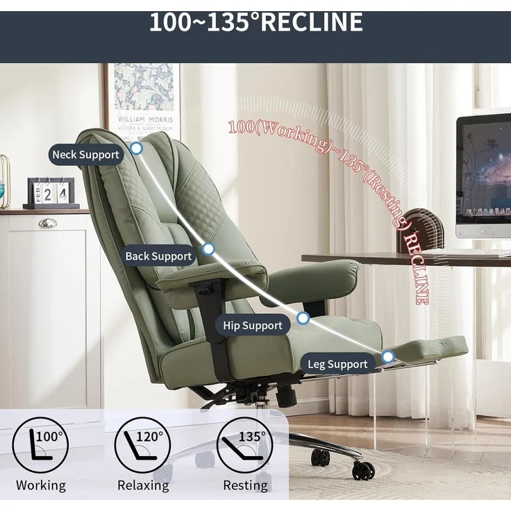 Bürostuhl Ergonomisch mit Hoher Rückenlehne und Verstellbaren Armlehnen PU Leder – Bild 4