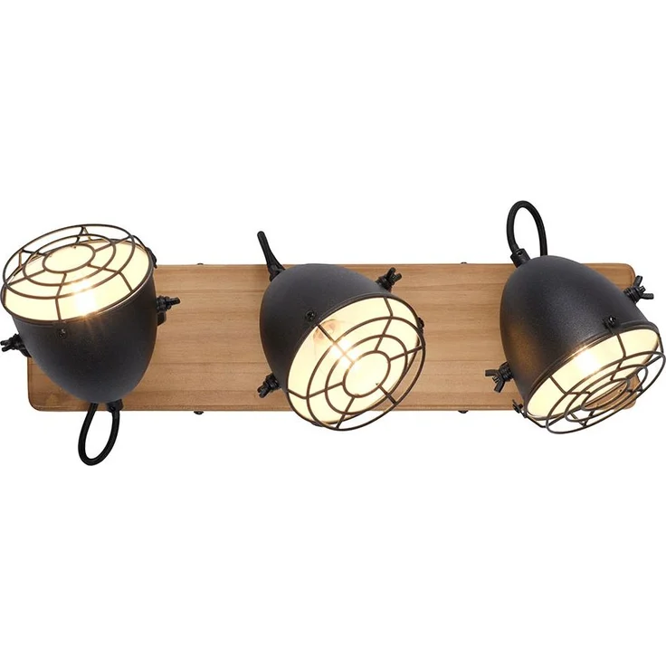 Deckenlampe, Metall Holz, schwarz, Spots verstellbar, L 46cm – Bild 10