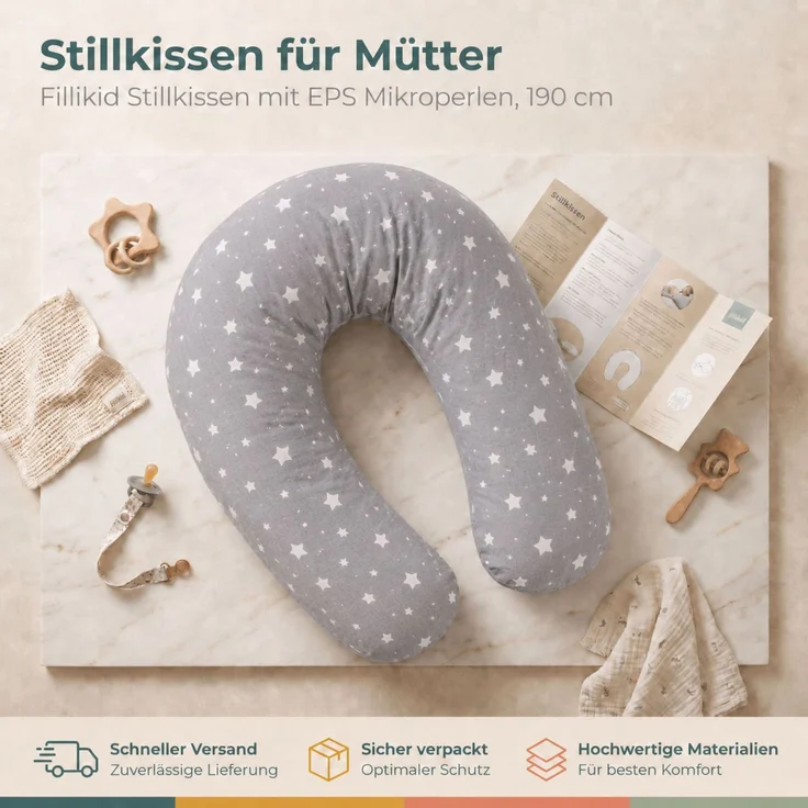 Fillikid Stillkissen Stillkissen EPS Mikroperlen 190 cm Exklusiv – Bild 12