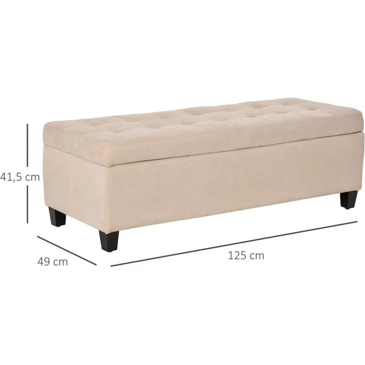 HOMCOM Sitzbank mit Deckel, Leinenoptik, Truhenbank, Aufbewahrungsbank (Bettbank, 1-St, Polsterbank), für Wohnzimmer, Beige – Bild 2
