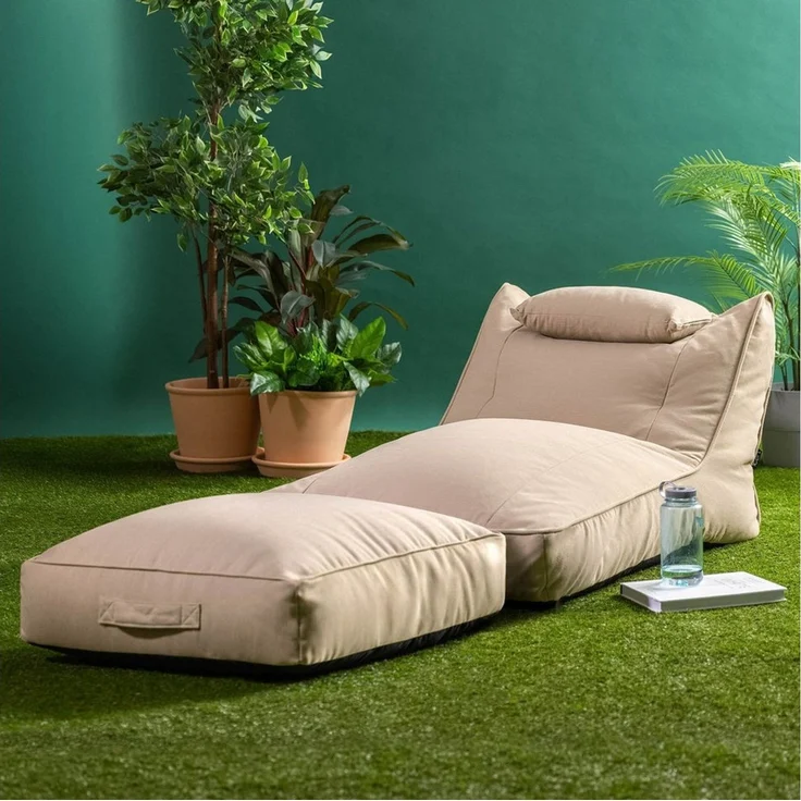 icon Sitzsack Liege aus Olefin „Nova“, mit Bodenkissen (Spar-Set, 1 x Sitzsack, 1 x Hocker), Made in Germany, UV-beständig, wetterfest – Bild 3
