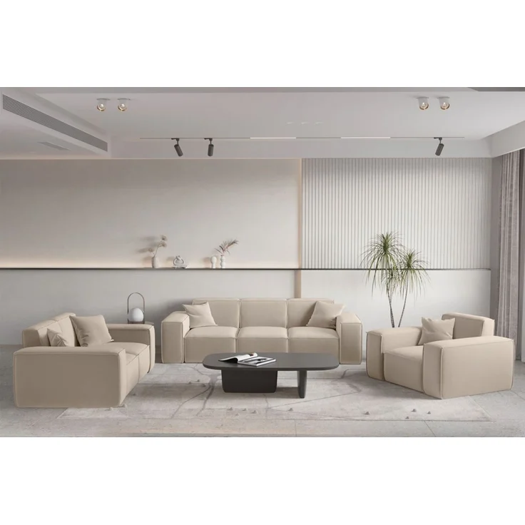 Sofa Designersofa CELES PREMIUM 2-Sitzer in Stoff Opera Velvet Sand – Bild 2