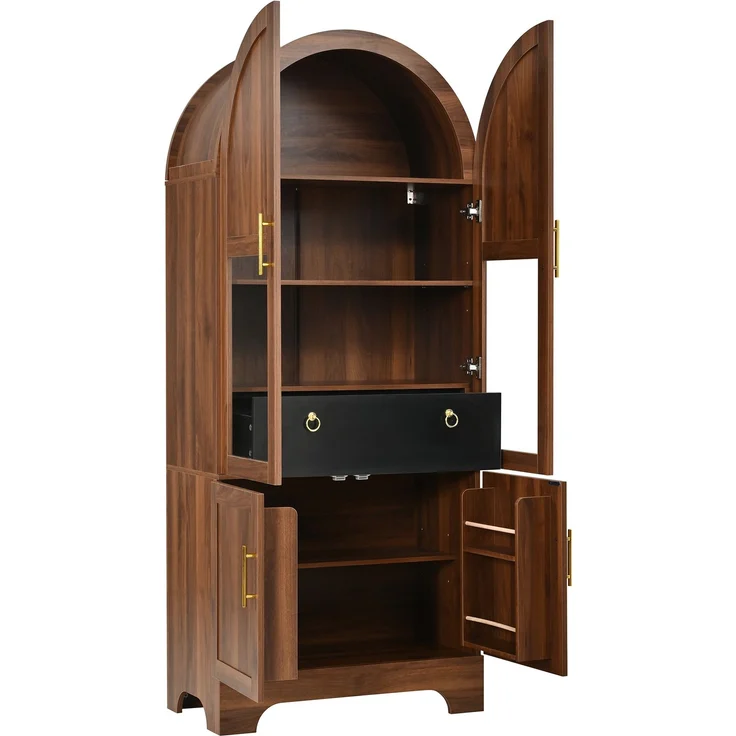 Vitrine 76 x 40 x 180 cm aus MDF und Spanplatte, mit Bogenfront, Glas und LED-Beleuchtung – Bild 8