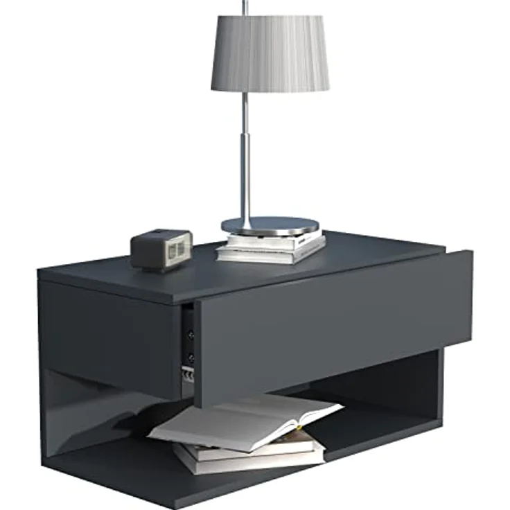 MID.YOU Nachtschrank Anthrazit, Holzwerkstoff mit 1 Schublade, 60x30x32 cm für das Schlafzimmer – Bild 1