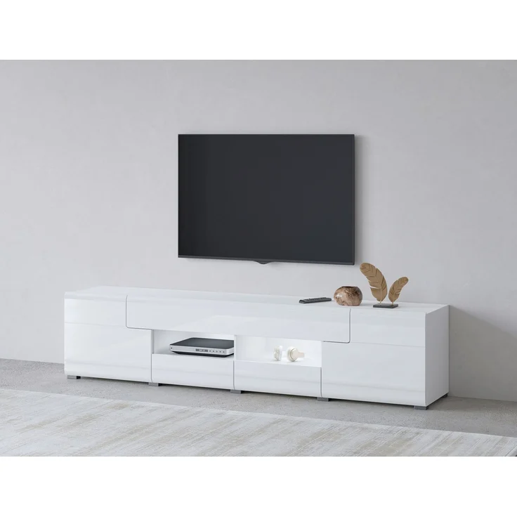 INOSIGN Lowboard Toledo,Breite 209cm, trendige TV-Schrank mit dekorative Fräsungen, TV-Board ohne Beleuchtung, TV-Kommode mit viel Stauraum – Bild 1