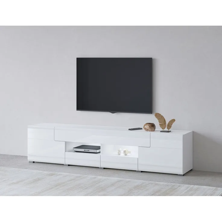 INOSIGN Lowboard Toledo,Breite 209cm, trendige TV-Schrank mit dekorative Fräsungen, TV-Board ohne Beleuchtung, TV-Kommode mit viel Stauraum