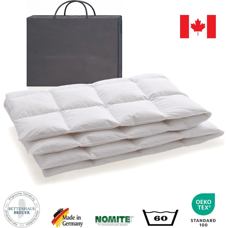 Daunendecke 840g canadische Daunen Bettdecke medium 155x220 100% natur – Bild 2