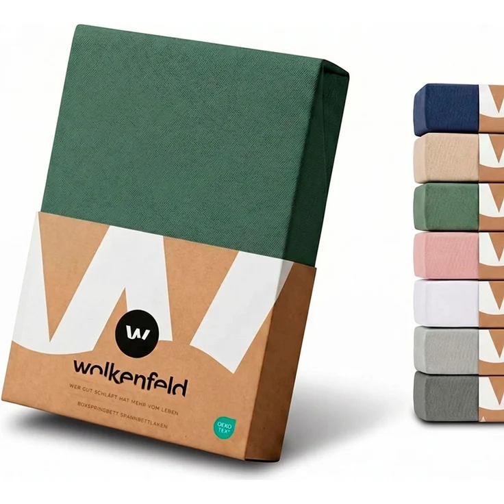 Wolkenfeld Spannbettlaken 100% Baumwolle - Superweiches Bettlaken für Matratzen von 5 bis 20cm, Jersey, Gummizug: rundum, (1 Stück), Rutschfest & Blickdicht - 90x200, 140x200, 160x200, 180x200 200x200 – Bild 1