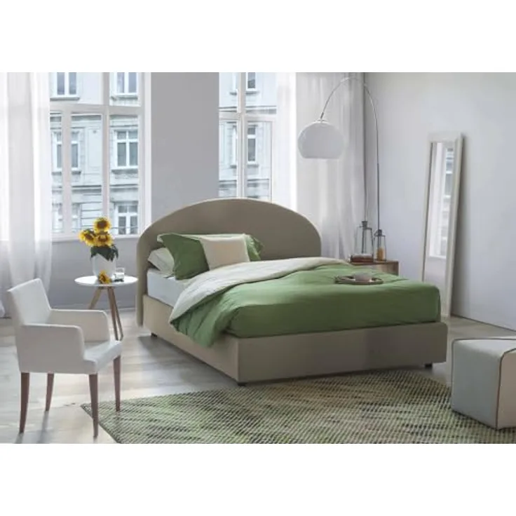 Talamo Italia - Colomba Doppelbett, Bettkasten mit Kunstlederbezug, 100 % Made in Italy, Öffnung vorne, inklusive Matratze 120 x 190 cm, taubengrau