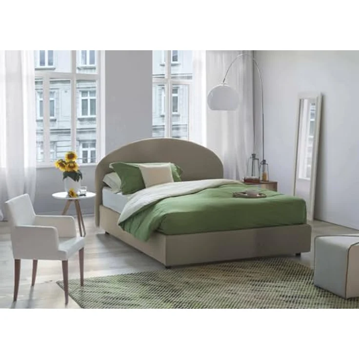 Talamo Italia - Colomba Doppelbett, Bettkasten mit Kunstlederbezug, 100 % Made in Italy, Öffnung vorne, inklusive Matratze 120 x 190 cm, taubengrau – Bild 1
