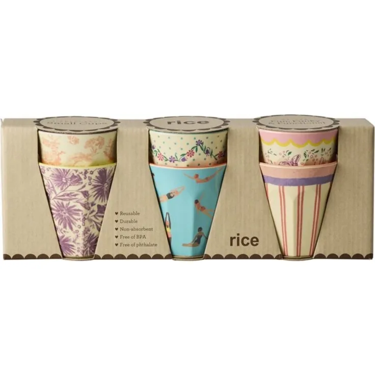 Rice - Melamine Cups with Glory Days Prints - Small - 160 ml