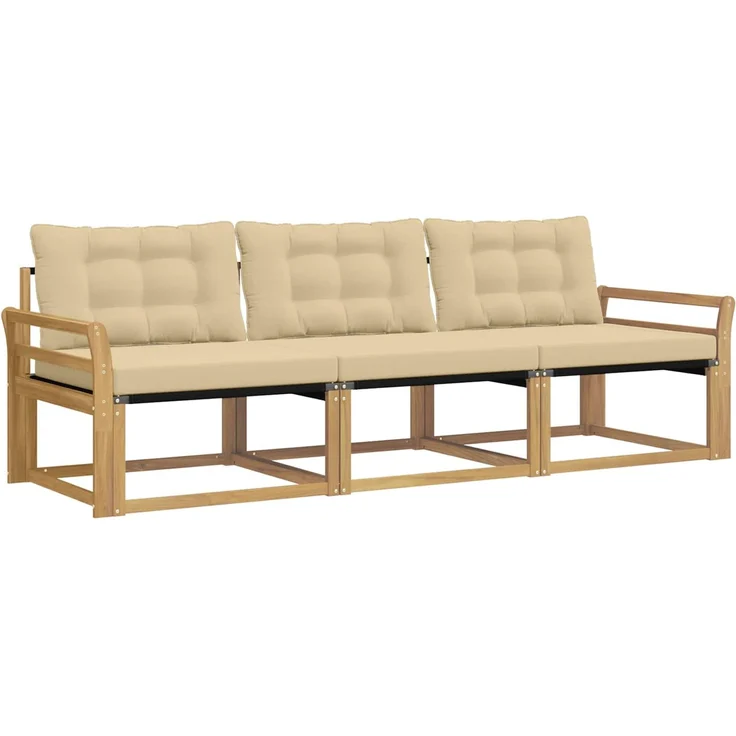 vidaXL Outdoor-Sofagarnitur 3 stk. Weiß und Beige 3388375 – Bild 2