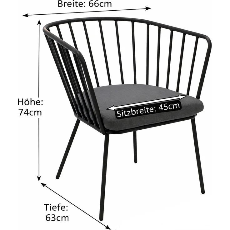 DEGAMO TOLEDO Gartengarnitur, Metall, anthrazit, 3-teilig (Tisch 52cm) – Bild 8