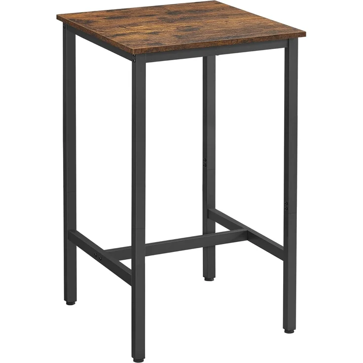 VASAGLE Bartisch, Stehtisch, Küchentisch, hoch, mit Stahlgestell, 60 x 60 x 106 cm, einfache Montage, für Küche, Wohnzimmer, Industrie-Design, vintagebraun-schwarz LBT035K01 – Bild 1
