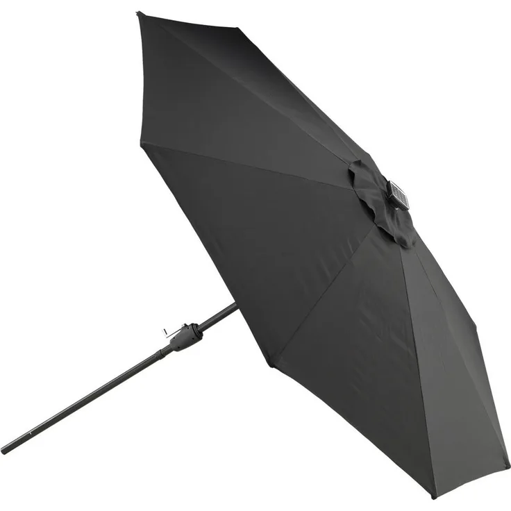 Gardenson Sonnenschirm, Schwarz, 270x241x270 cm, mit LED-Beleuchtung und Sonnen- & Sichtschutz