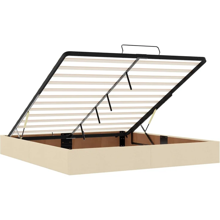 vidaXL Ottoman-Bett mit Matratze und LED Creme 200 x 200 cm Stoff 3456938 – Bild 6