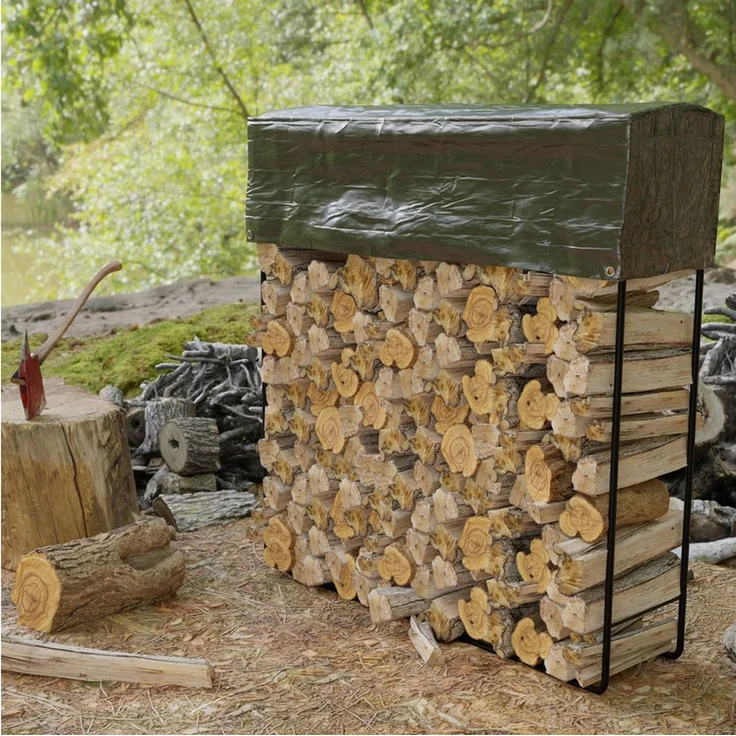 Kaminholzregal Brennholzregal Regenabdeckung Außen Stahl L100xH100cm – Bild 5