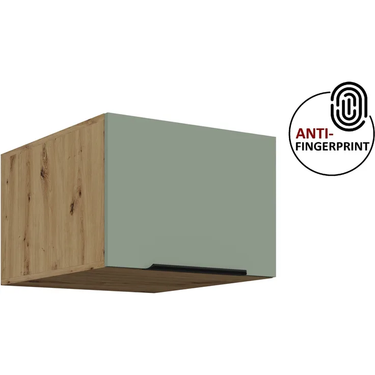 Küchen Aufsatzschrank 50 cm ARIA Aquamarin ultra matt + Eiche Artisan matt, hochwertige Fronten mit Anti Fingerprint Beschichtung Küchenzeile Küchenblock