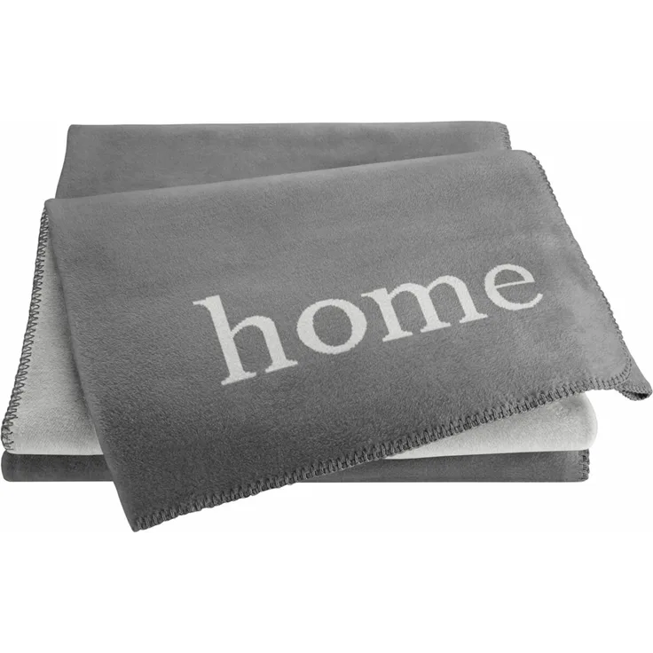 biederlack 'HOME' Tagesdecke, Baumwolle grau, 150 x 200 cm, mit Zierstich