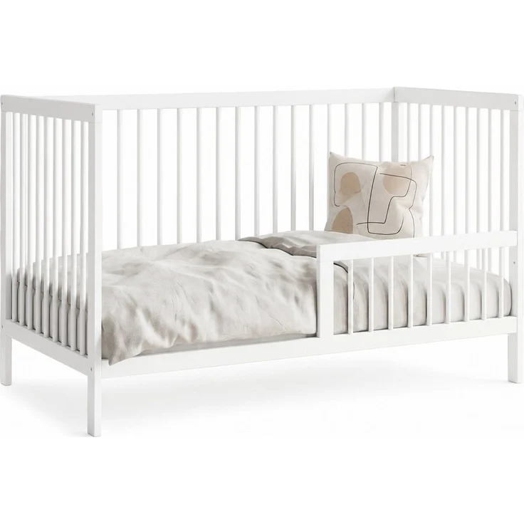 Kids Collective Babybett Kinderbett Gitterbett Baby Bett mit Rausfallschutz 60x120 70x140, stabiles Buchenholz, made in Europe 60x120 cm Weiß – Bild 2