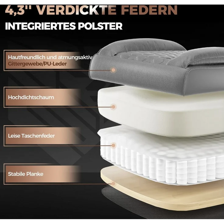 FIVMEN Bürostuhl Ergonomischer mit hoher Rückenlehne Chefsessel Chefdrehstuhl, Drehstuhl mit gepolsterten Armlehnen für Zuhause und Büro – Bild 3
