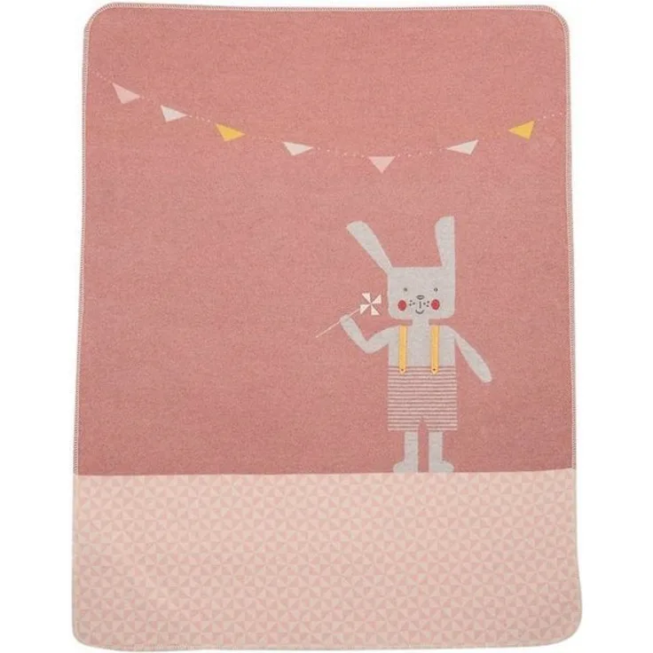 Babydecke Juwel mit Stick 'Hase' 70 x 90 cm, DAVID FUSSENEGGER