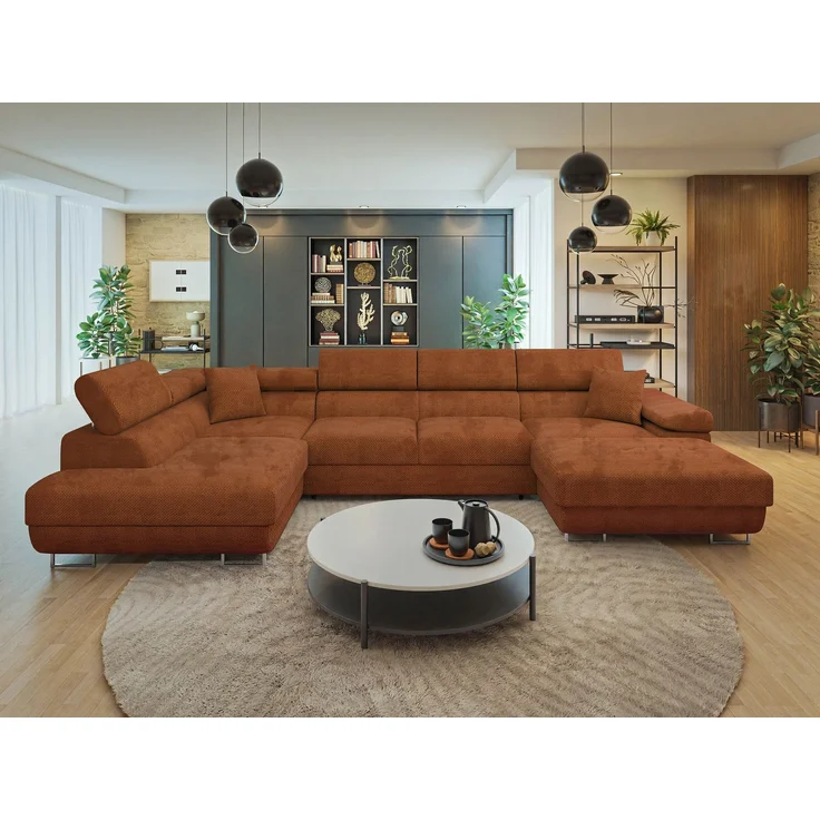 Wohnlandschaft Torezio Bis mit Bettkasten, Schlaffunktion und Einstellbare Kopfstützen (Farbe: Flow 09, Seite: Links) – Bild 1