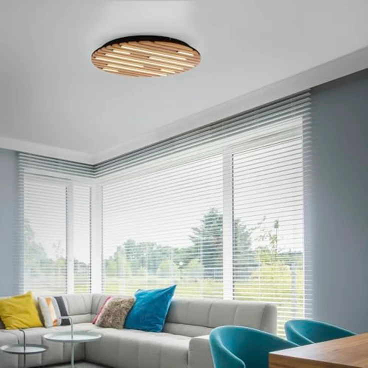 Paul Neuhaus LED Deckenleuchte, Akustik Paneel aus Echtholzfurnier in Eiche natur, SmartHome fähig mit Fernbedienung und CCT Steuerung (60cm rund) – Bild 2