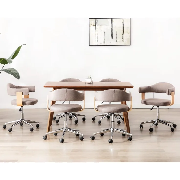 vidaXL Drehbare Esszimmerstühle 6 Stk. Taupe Bugholz und Stoff [3054907]