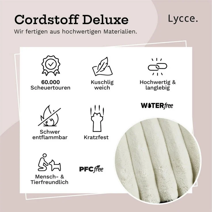 Lycce Bankauflage Sitzkissen Klemmkissen DELUXE 1 Leiste, Cordstoff extra Polsterung, (1 St), super breiter Cordstoff, für Banktiefen ab 35 cm – Bild 3