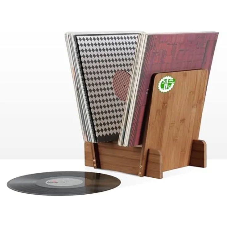 Stagecaptain Aufbewahrungsbox LPSB-40 Bambus LP-Ständer Regal für Schallplatten und mehr (inklusive Schrauben für den Zusammenbau), Platz für bis zu 40 12"-LPs