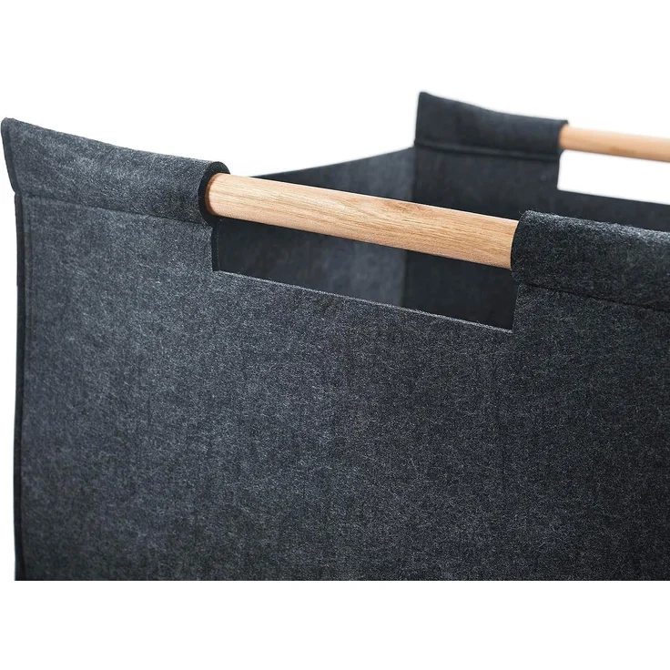 Kobolo Kaminholzkorb Holztrage Holzkorb Feuerholzkorb aus Filz, mit Holzgriffen – Bild 9