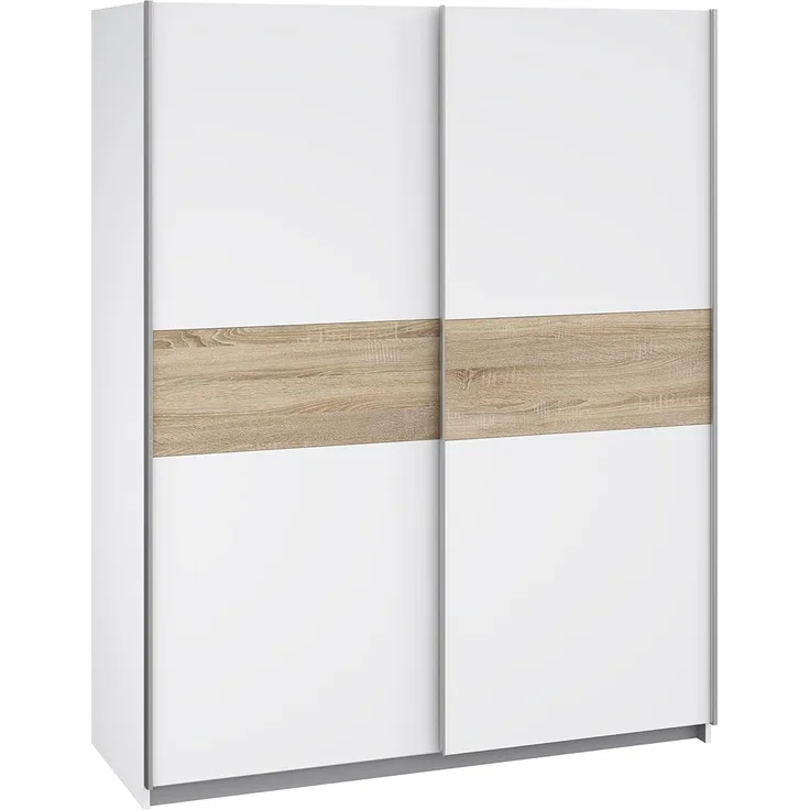 Forte 'Winner' Schwebetürenschrank, Kleiderschrank, weiß und Sonoma Eiche, ca. 150x191 cm