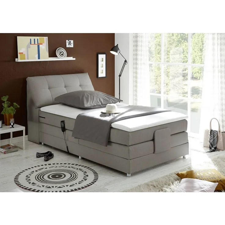 'Concord' Boxspringbett, elektrisch verstellbar, silver 100x200 cm