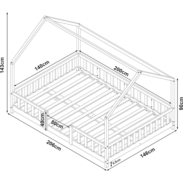 Hausbett Sisimiut 140x200 cm Rosa / Weiß [en. casa] – Bild 4