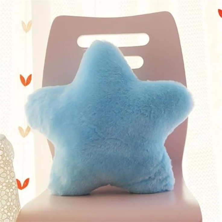 38 cm Kuschelkissen Kinder Sternkissen Weiche Flauschige Sternform Zierkissen Sofakissen, Plüsch Kissen Dekokissen für Kinderzimmer Schlafzimmer Deko (Blau) – Bild 1