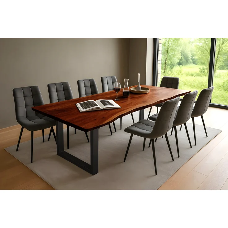 Esstisch Baumkante massiv Akazie nussbaum 280 x 100 schwarz QUINN 80664168 – Bild 3