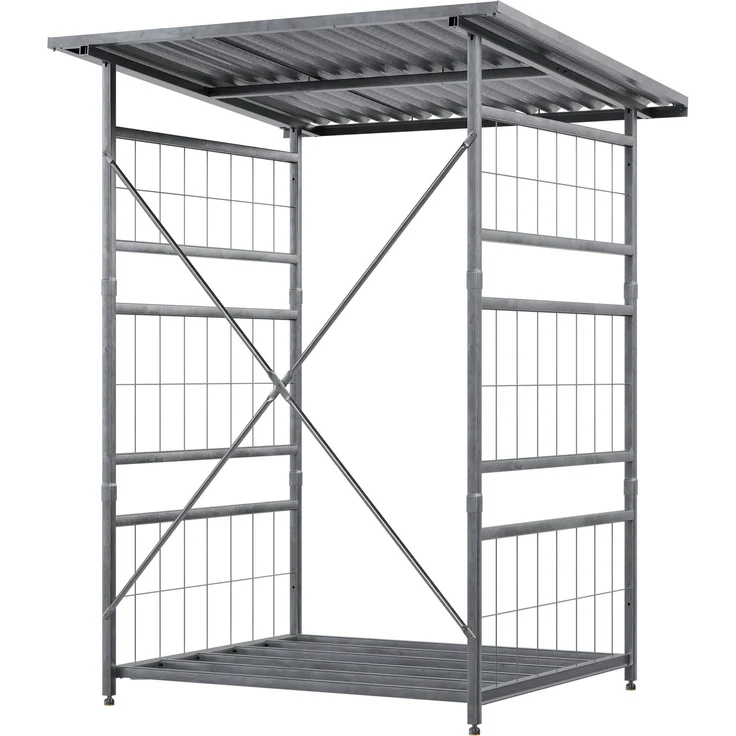 CLP Brennholzregal Macon mit Dach wetterfest Metall verzinkt,metall Brennholzregal – Bild 10