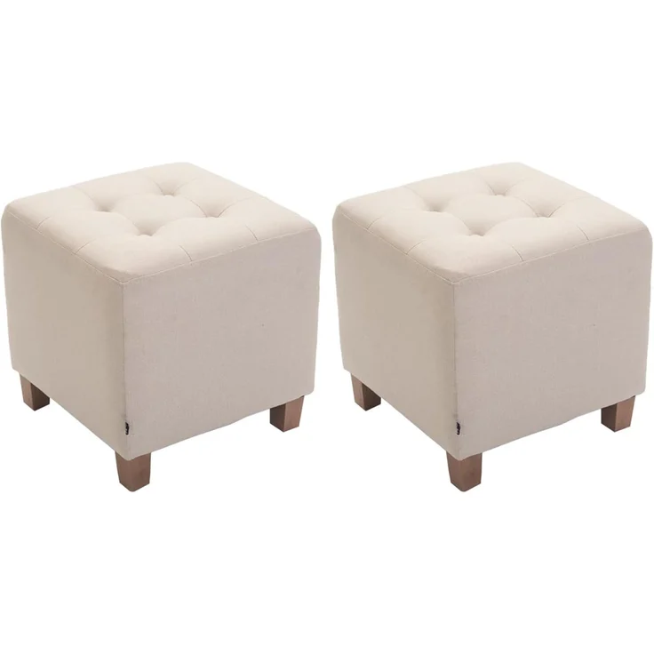 CLP 2er Set Sitzhocker Pharao, antik-hell mit hochwertiger Polsterung - Farbe:creme – Bild 1