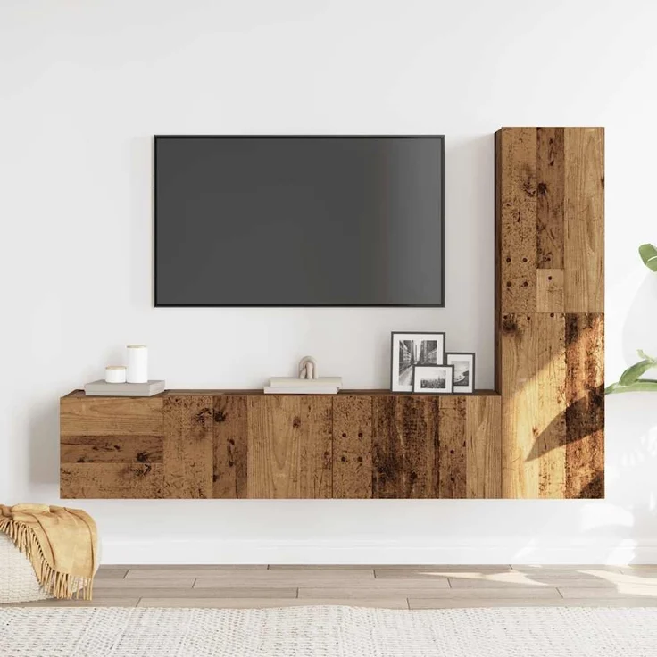 vidaXL TV-Wandschränke 3 Stk. Altholz-Optik Holzwerkstoff 3328961 – Bild 1